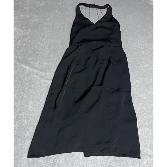 Bebe Dress Womens 2 Black Rhinestone Halter‎ Open Back Sparkle - Picture 1 of 5